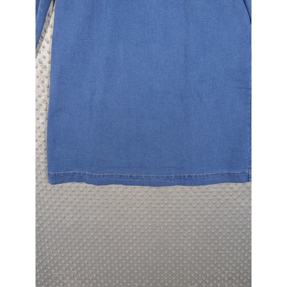 Tuckernuck Indigo Denim Lexi Dress Womens XL Blue Gold Snap Stretch Belted EUC - Picture 7 of 16